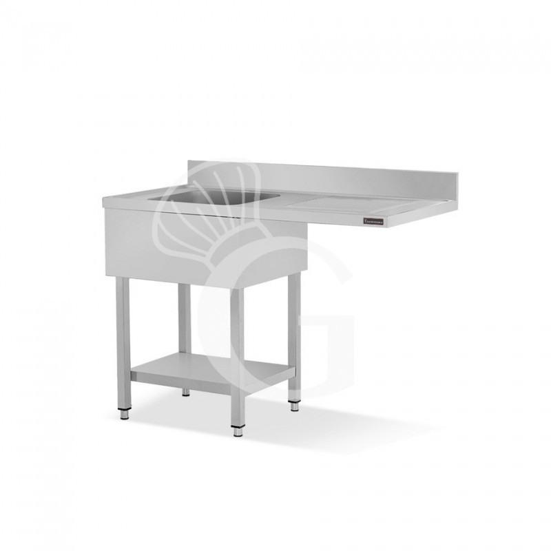 Lavello con vano lavastoviglie,gocciolatoio a destra,1 vasca,L1400xP600xH950mm