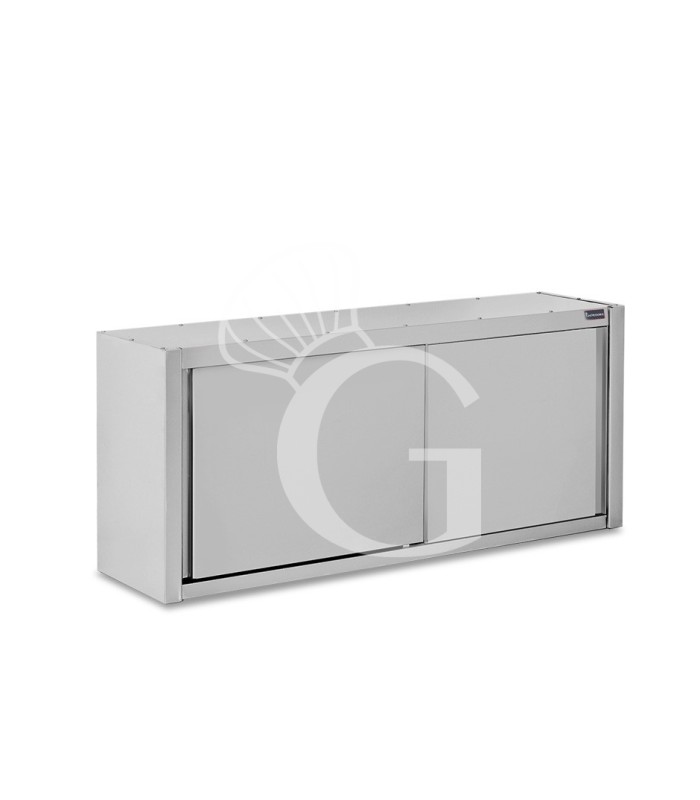 Pensile acciaio inox con porte scorrevoli, 1 ripiano, L 1400 x P 400 x H 660 mm