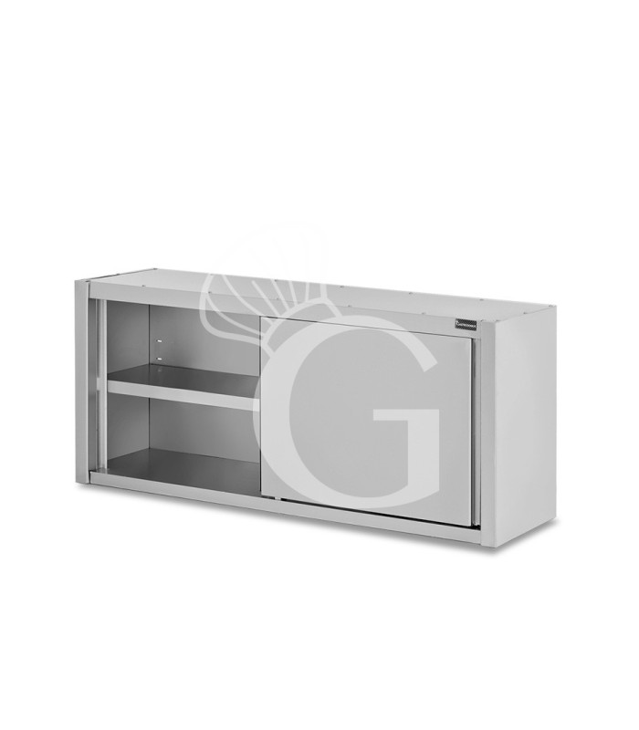 Pensile acciaio inox con porte scorrevoli, 1 ripiano, L 1400 x P 400 x H 660 mm