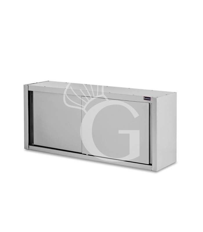 Pensile acciaio inox con porte scorrevoli, 1 ripiano, L 1400 x P 400 x H 660 mm