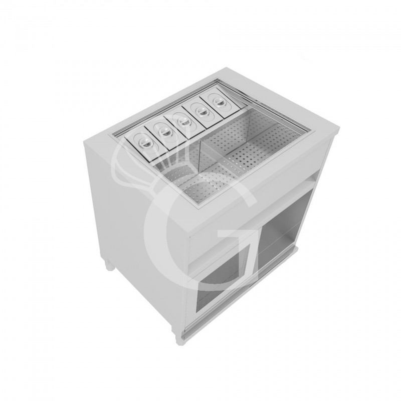 Banco cocktail su ruote con frontale nero L 1000 x P 682 x H 950 mm