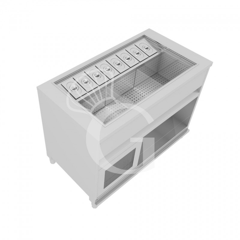 Banco cocktail su ruote con frontale blu L 1250 x P 682 x H 950 mm