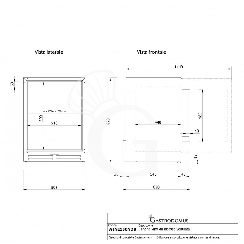 Cantina Vino Ventilata doppia temperatura 150 LT 4 ripiani 34 bottiglie +5°C/+12°C - +12°C/+22°C