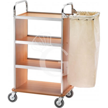 Carrello portabiancheria in acciaio inox con braccio pieghevole L 700 mm x P 500 mm x H 1230 mm, color noce Carrello portabiancheria in acciaio inox con braccio pieghevole L 700 mm x P 500 mm x H 1230 mm, color noce