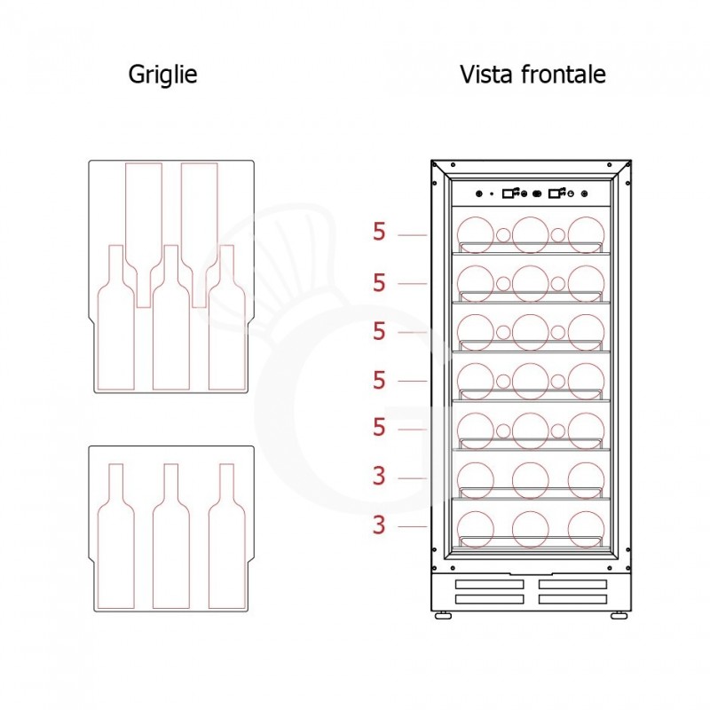 Cantina Vino Ventilata 100 LT 7 ripiani estraibili - 31 bottiglie +5°C/+22°C