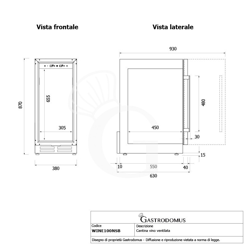 Cantina Vino Ventilata 100 LT 7 ripiani estraibili - 31 bottiglie +5°C/+22°C