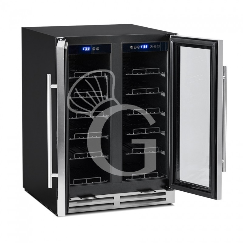 Cantina Vino Ventilata doppia temperatura porte inox 120 LT 12 ripiani 34 bottiglie +5°C/+12°C - +12°C/+22°C