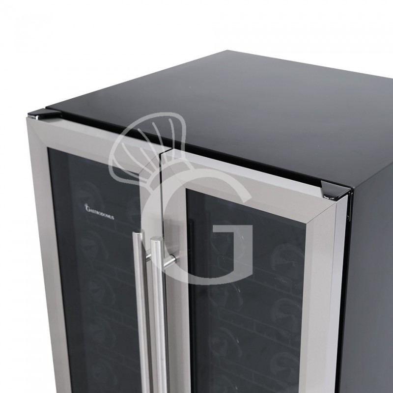 Cantina Vino Ventilata doppia temperatura porte inox 120 LT 12 ripiani 34 bottiglie +5°C/+12°C - +12°C/+22°C