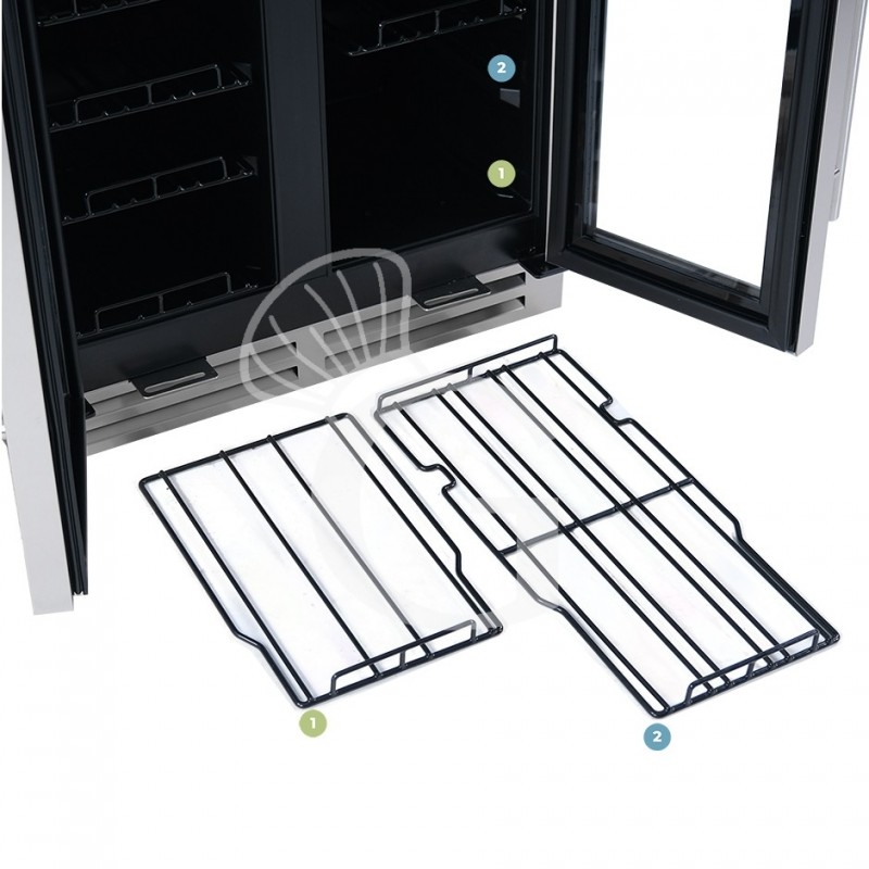Cantina Vino Ventilata doppia temperatura porte inox 120 LT 12 ripiani 34 bottiglie +5°C/+12°C - +12°C/+22°C