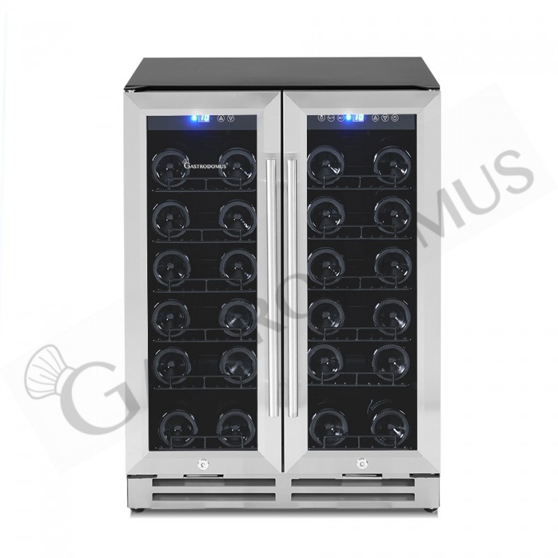 Cantina Vino Ventilata doppia temperatura porte inox 120 LT 12 ripiani 34 bottiglie +5°C/+12°C - +12°C/+22°C Cantina Vino Ventilata doppia temperatura porte inox 120 LT 12 ripiani 34 bottiglie +5°C/+12°C - +12°C/+22°C