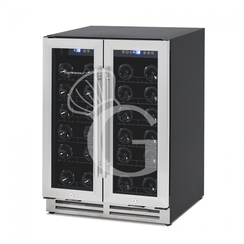 Cantina Vino Ventilata doppia temperatura porte inox 120 LT 12 ripiani 34 bottiglie +5°C/+12°C - +12°C/+22°C