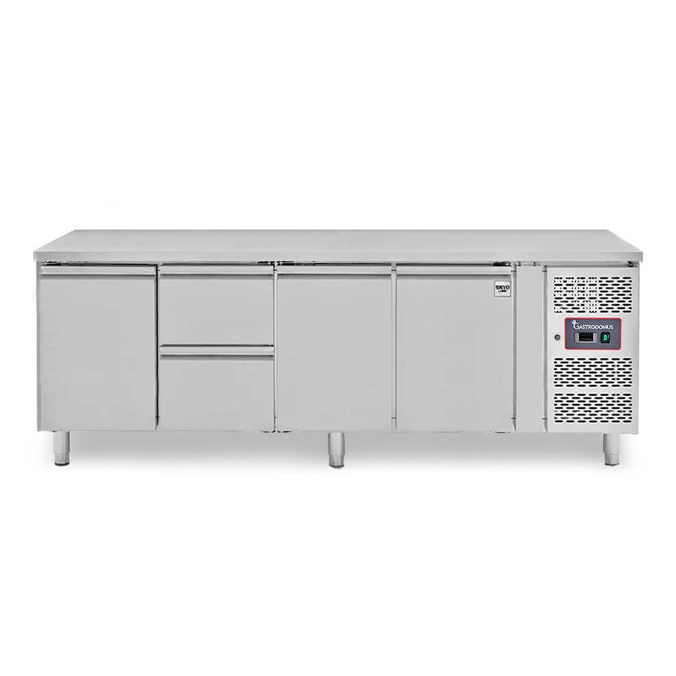 Tavolo Refrigerato 2 cassetti centrale sinistro, 3 porte, P 700 mm, -2°C/+8°C per Gastronomia