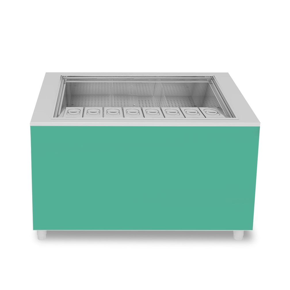 Banco cocktail su ruote con frontale acquamarina L 1250 x P 682 x H 950 mm