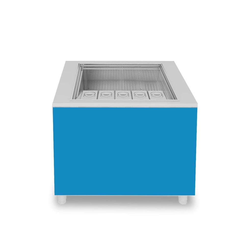 Banco cocktail su ruote con frontale blu L 1000 x P 682 x H 950 mm