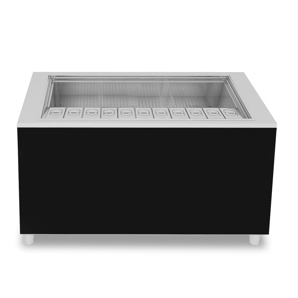 Banco cocktail su ruote con frontale nero L 1500 x P 682 x H 950 mm