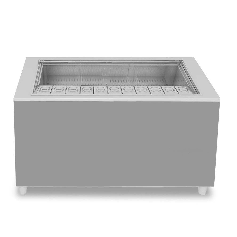 Banco cocktail su ruote con frontale grigio L 1500 x P 682 x H 950 mm