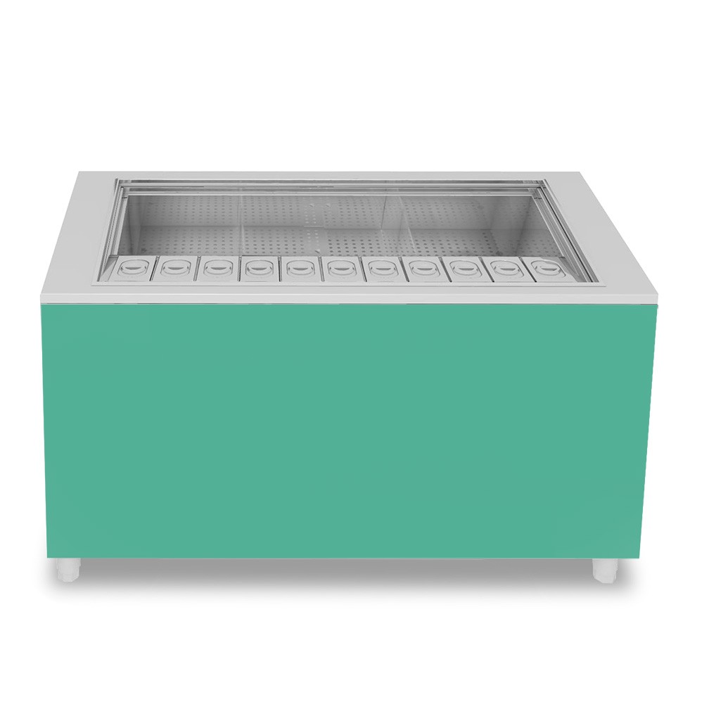 Banco cocktail su ruote con frontale acquamarina L 1500 x P 682 x H 950 mm