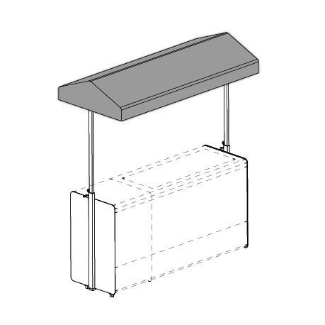 Kit cappottina in tessuto grigio per banco cocktail con spalle in acciaio bianco - L 1500 mm