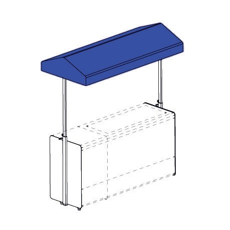 Kit cappottina in tessuto blu per banco cocktail con spalle in acciaio bianco - L 1250 mm
