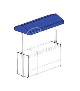 Kit cappottina in tessuto blu per banco cocktail con spalle in acciaio bianco - L 1000 mm