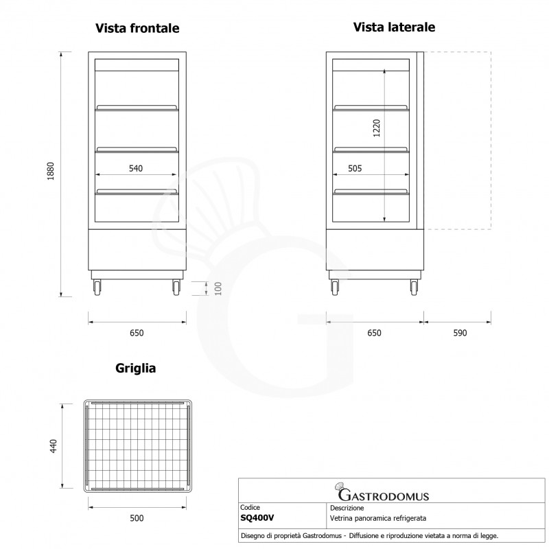 Espositore Refrigerato Ventilato color nero 400 LT 0°C/+12°C classe energetica B