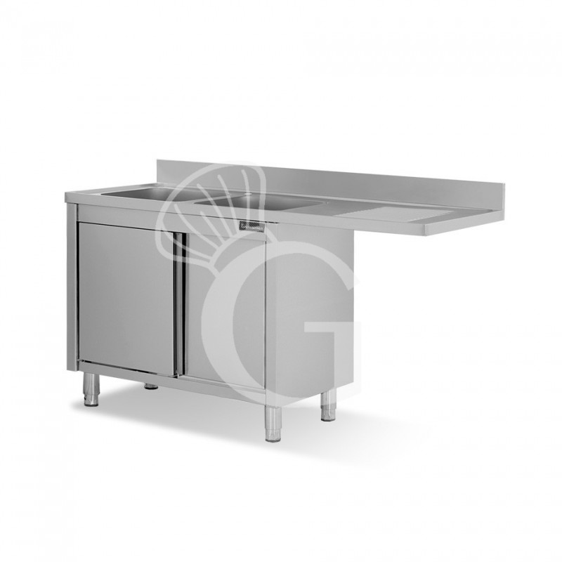 Lavello armadiato vano lavastoviglie,2 vasche,gocciolatoio destra,L1800xP700xH950mm