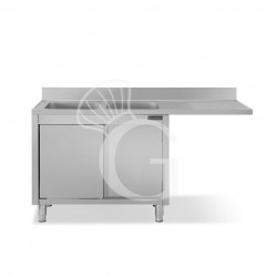 Lavello armadiato vano lavastoviglie,2 vasche,gocciolatoio destra,L1800xP700xH950mm