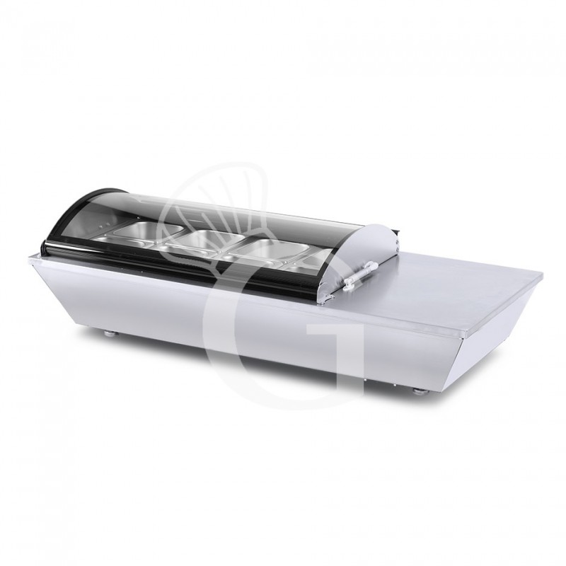 Refrigeratore da banco +2/+12°C - L 1950 mm x P 475 mm x H 320/350 mm, completo di 8 bacinelle