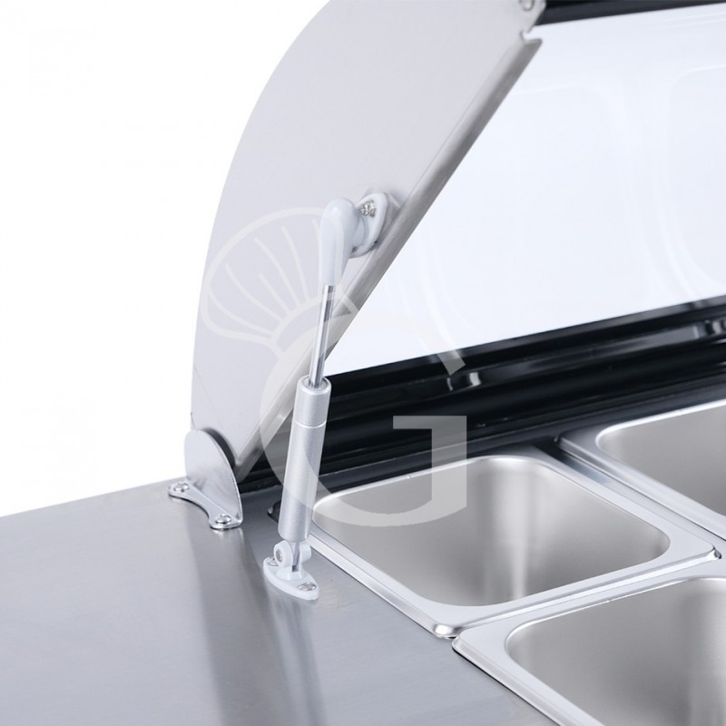 Refrigeratore da banco +2/+12°C - L 1950 mm x P 475 mm x H 320/350 mm, completo di 8 bacinelle