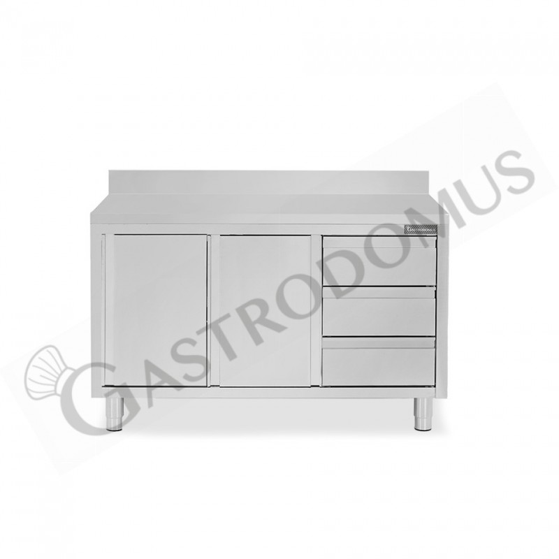 Tavolo armadiato,2 porte scorrevoli,3 cassetti a destra, alzatina, L1600 x P700 x H950mm Tavolo armadiato,2 porte scorrevoli,3 cassetti a destra, alzatina, L1600 x P700 x H950mm