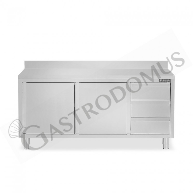 Tavolo armadiato,2 porte scorrevoli,3 cassetti a destra, alzatina, L2000 x P700 x H950mm Tavolo armadiato,2 porte scorrevoli,3 cassetti a destra, alzatina, L2000 x P700 x H950mm
