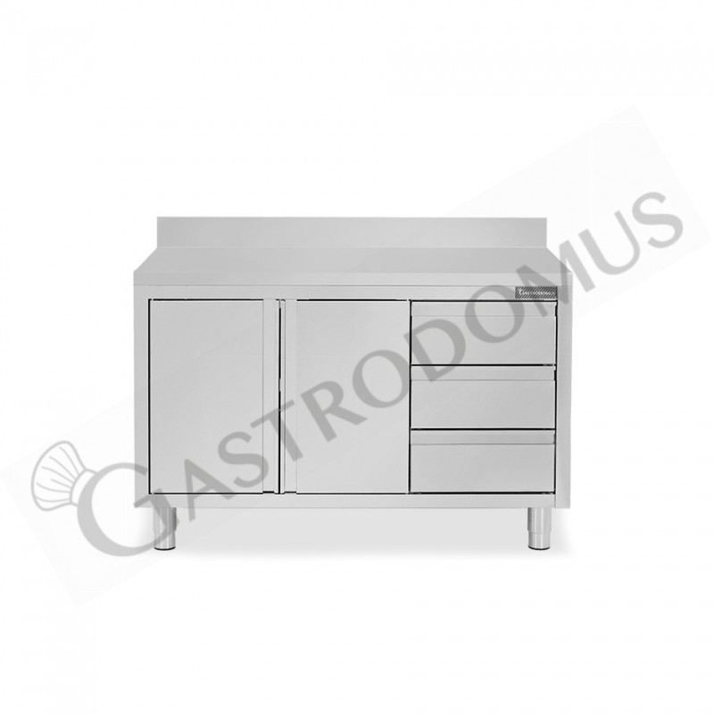 Tavolo armadiato,2 porte battenti,3 cassetti a destra, alzatina, L1200 x P700 x H950mm Tavolo armadiato,2 porte battenti,3 cassetti a destra, alzatina, L1200 x P700 x H950mm