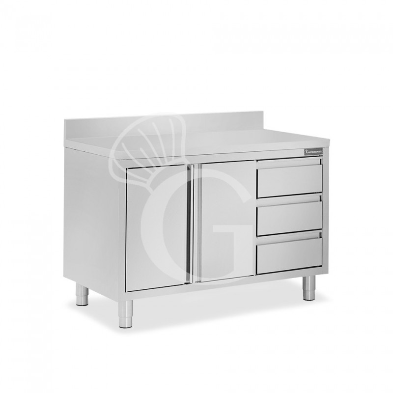 Tavolo armadiato,2 porte battenti,3 cassetti a destra, alzatina, L1200 x P700 x H950mm