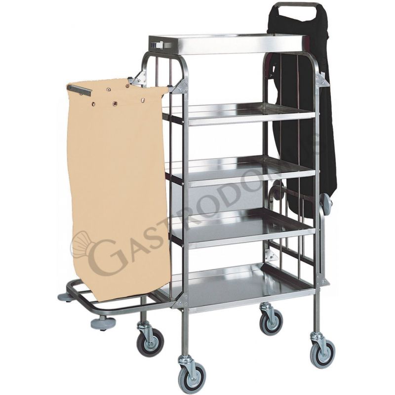 Carrello portabiancheria 4 piani interamente in acciaio inox L 820 mm x P 500 mm x H 1580 mm