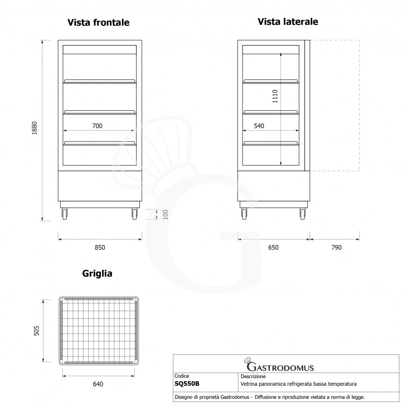 Espositore Refrigerato Ventilato color nero 550 LT -13°C/-22°C classe energetica B