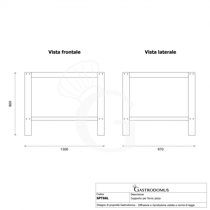 Supporto in ferro verniciato nero per forno TWIN66L
