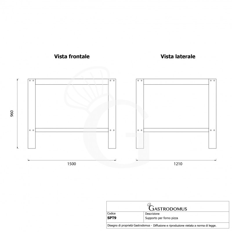 Supporto in ferro verniciato nero per forno TWIN9