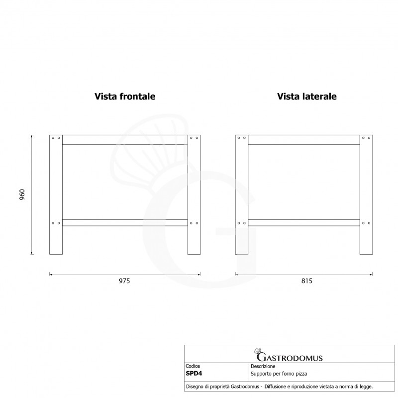 Supporto in ferro verniciato nero per forno DAM4