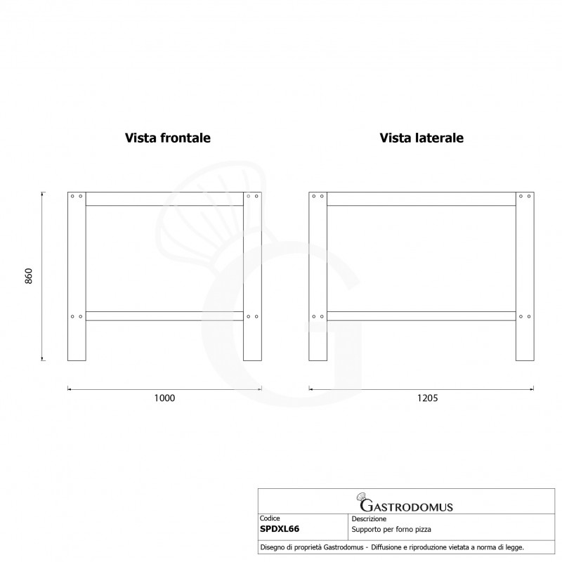 Supporto in ferro verniciato nero per forno DAMXL66