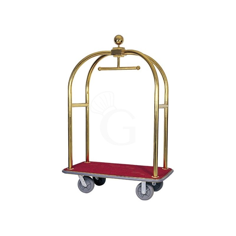 Carrello portavaligie e portabiti in acciaio ottonato - L 1240 mm x P 640 mm x 1900 mm
