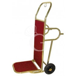 Carrello portavalige in acciaio ottonato con piedi di appoggio