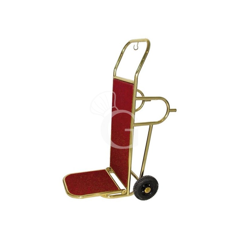 Carrello portavalige in acciaio ottonato con piedi di appoggio Carrello portavalige in acciaio ottonato con piedi di appoggio