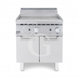 Fry top a gas su armadio chiuso piastra rigata L 800 mm x P 735 mm x H 900+140/150 mm