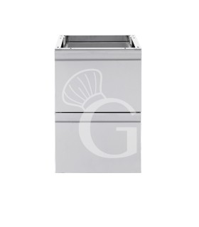Cassettiera in acciaio inox da agganciare al tavolo, dotata di 2 cassetti, L 400 x P 685 x H 580 mm