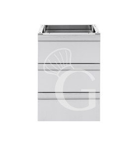 Cassettiera inox da agganciare al tavolo, dotata di 3 cassetti, L 500 x P 585 x H 580 mm