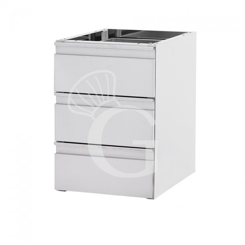 Cassettiera inox da agganciare al tavolo, dotata di 3 cassetti, L 500 x P 685 x H 580 mm