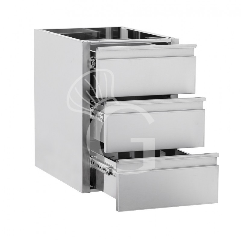 Cassettiera inox da agganciare al tavolo, dotata di 3 cassetti, L 500 x P 685 x H 580 mm