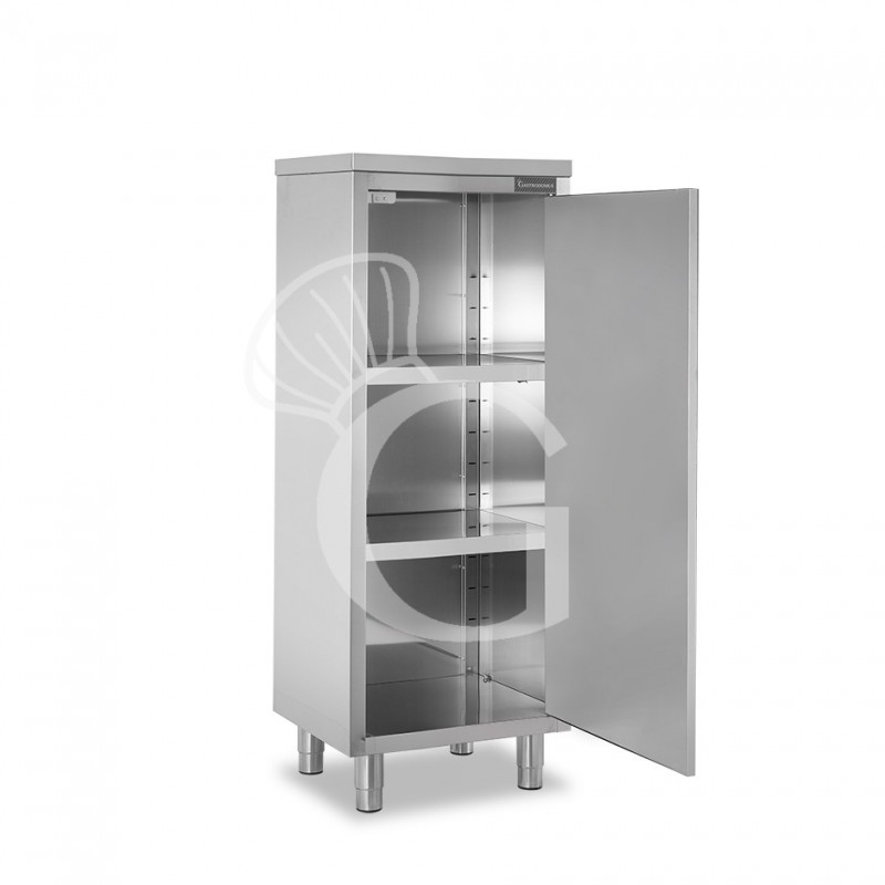 Armadio inox con 1 porta battente, 2 ripiani, L 500 x P 700 x H 1500 mm