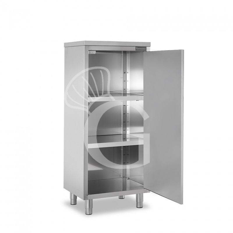 Armadio inox con 1 porta battente, 2 ripiani, L 600 x P 700 x H 1500 mm