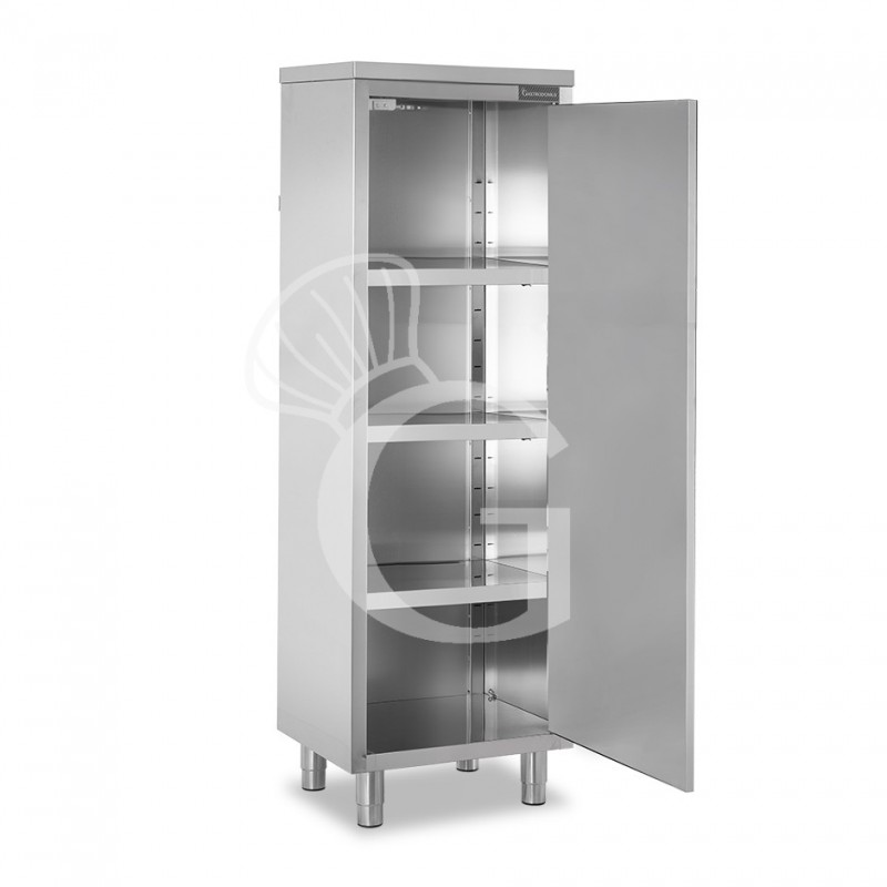 Armadio in acciaio inox con 1 porta battente, 3 ripiani, L 500 x P 700 x H 1800 mm